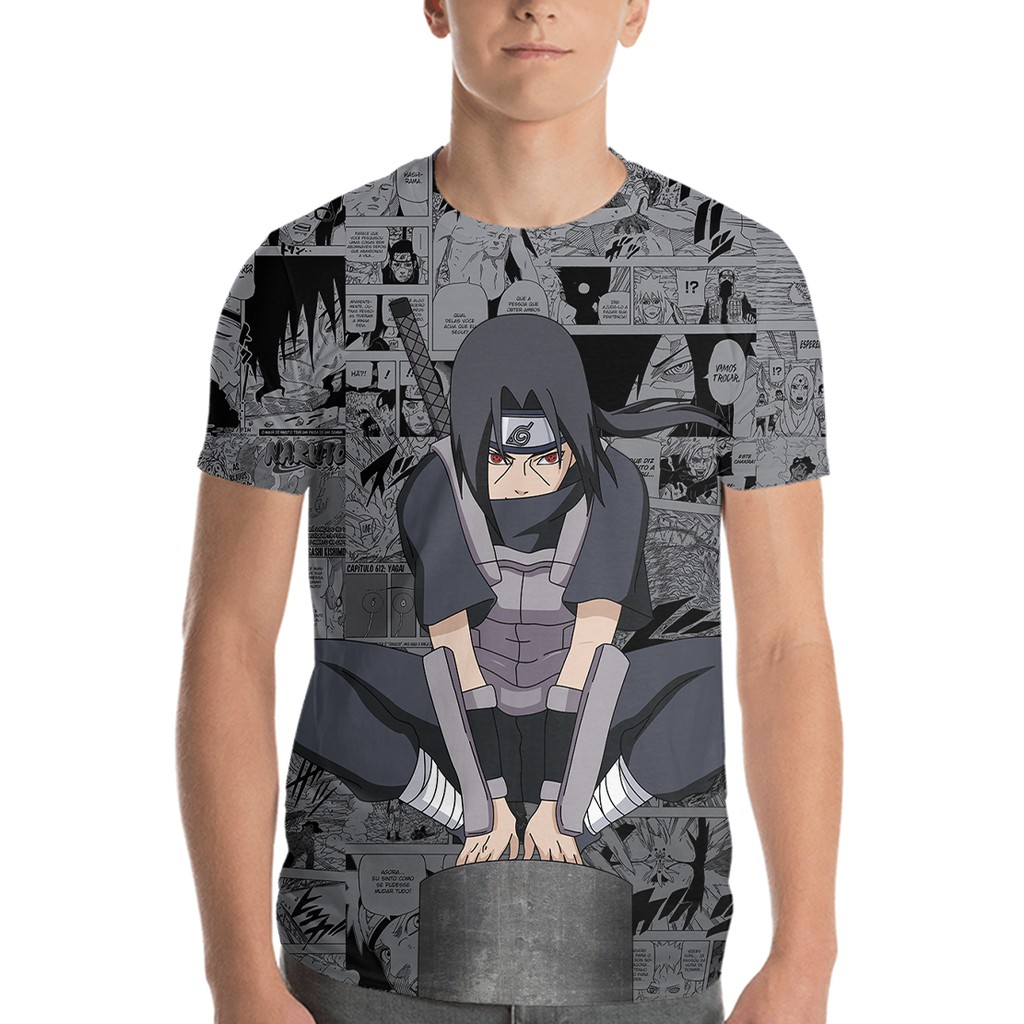 Camiseta T-Shirt Shisui Uchiha Anime Narut'o Mangá Algodão - Cinza