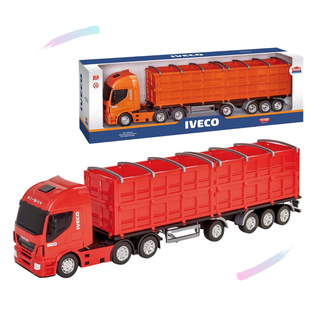 Caminhão Graneleiro Miniatura Brinquedo Iveco Hiway Laterais