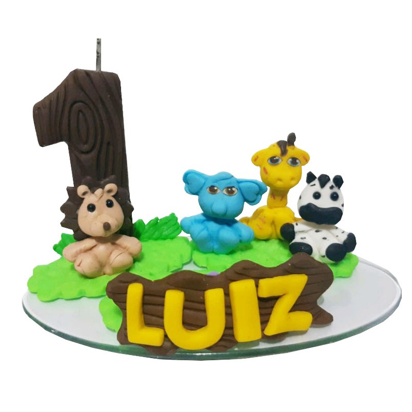 Vela Topo De Bolo De Aniversário Festa Comemoração Decoração Tema Safari  Desenho Infantil Criança