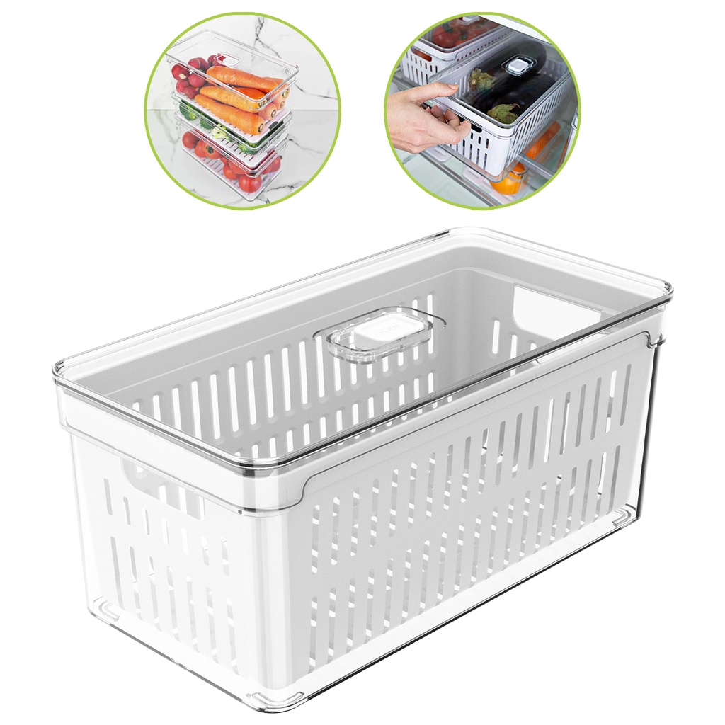 Organizador Geladeira OU Clear Fresh - 5 Litros Com Escorredor