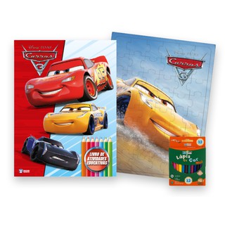 Livro Aprender Brincando C/ Quebra Cabeca Disney - Carros 3 - 1ª