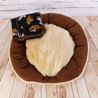 Combo Pet Inverno Luxo 02 - Caminha Pet Redonda de Pelúcia + Mantinha Cobertor Pet para Gato e Cachorro - ENVIO IMEDIATO