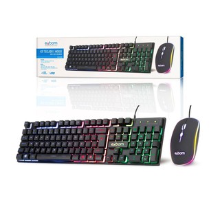 Kit teclado e mouse USB ABNT iluminação RGB BK-G550