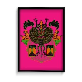 Quadro Decorativo Psicodélico King Gizzard and the Lizard Wizard Rosa com Moldura Tamanho 60x40cm