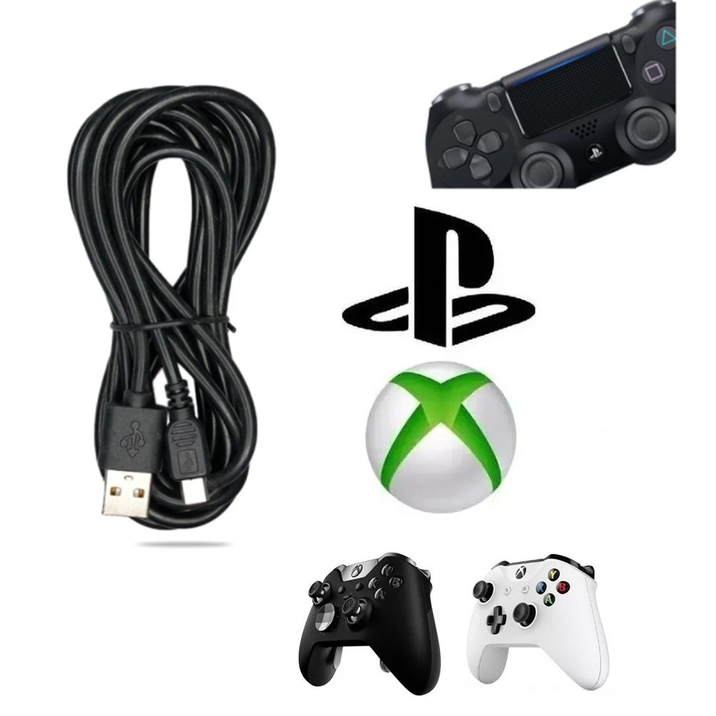 Cabo Usb V8 Carregador Controle Ps4 e Xbox One - 2,5 metros