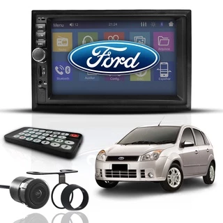 Kit Central Multimídia Mp5 2 Din Bt Espelha Dvd Câm Fiesta