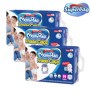 Kit 03 Super BAG FRALDA CALÇA Descartável Mamypoko - M - c/ 228 Unidades - Tecnologia Japonesa