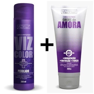 Kit Shampoo Perolado 300ml E Creme de Amora 250g Vizbelle