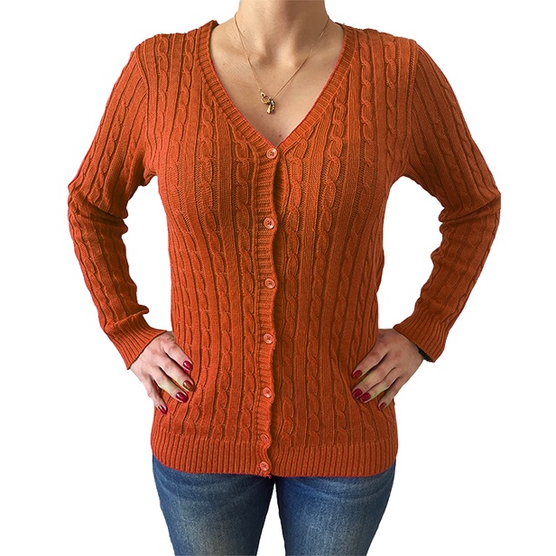 Blusa feminina de inverno em tricot casaco cardigan aberto trança com  botões.