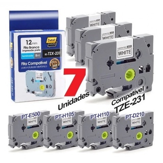 7 Fitas Compatível Para Brother Pt-h110 Pt-h105 Tze 231 12mm