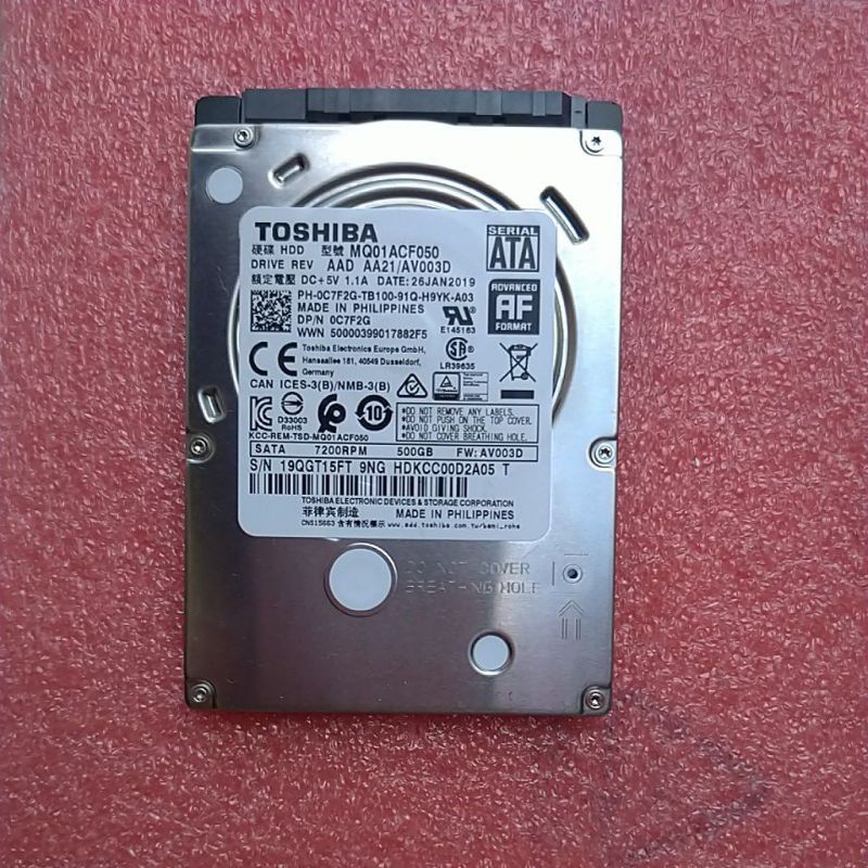 Toshiba MQ01ACF050 internal hard drive 500GB (6.4 cm (2.5 inch