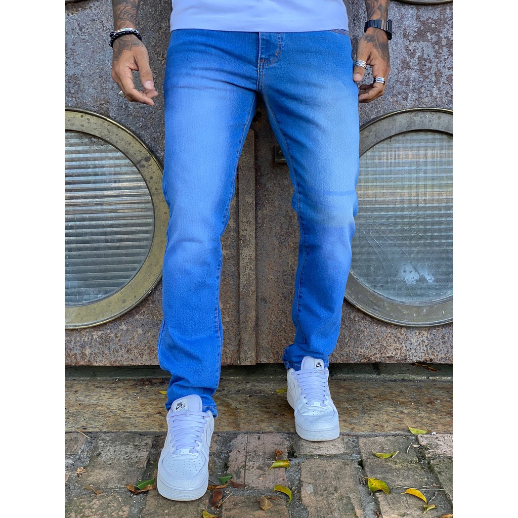 Calça Jeans Masculina Básica Tradicional Com Elastano Preto