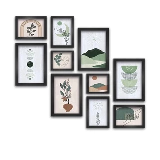 Kit 10 Quadros Decorativos Boho Deserto Verde Minimalista