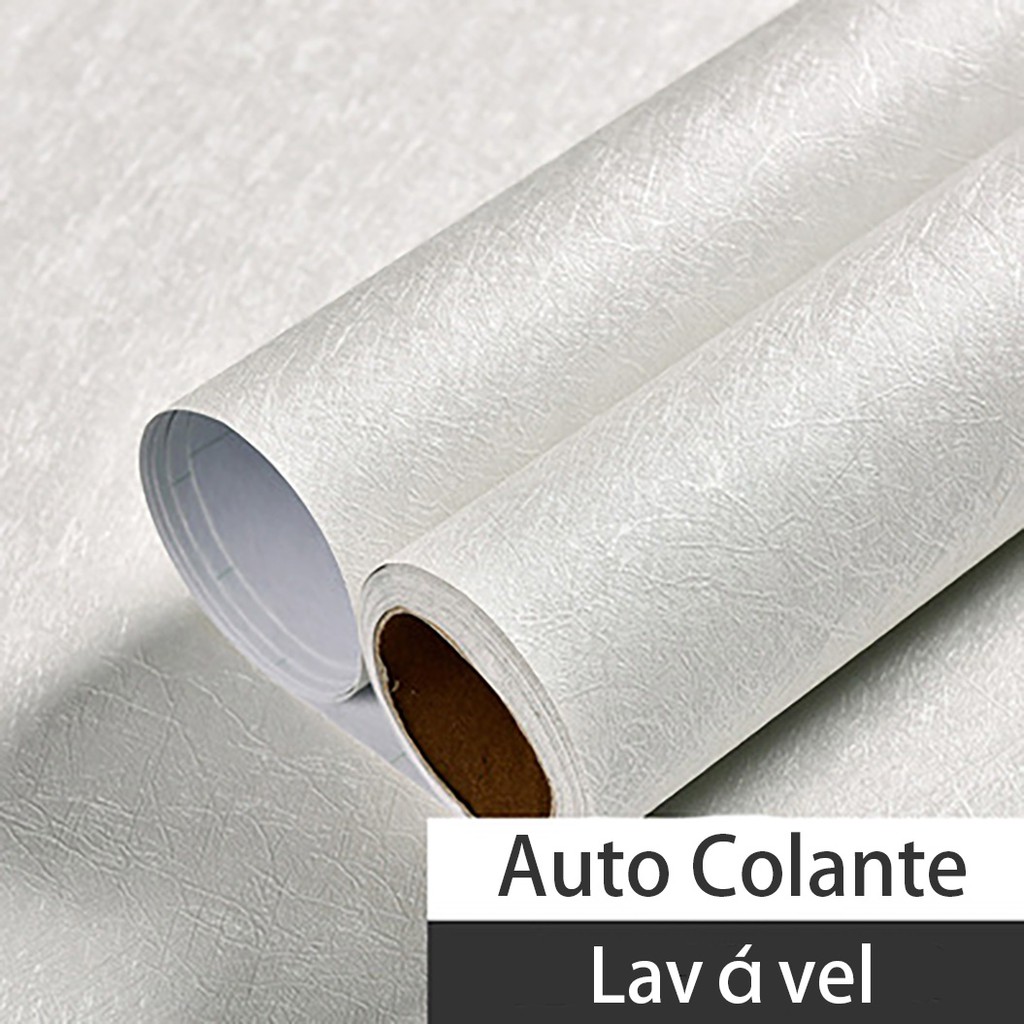 Papel De Parede Adesivo Seda Branco Texturizado 1mx61cm Lavável 3045