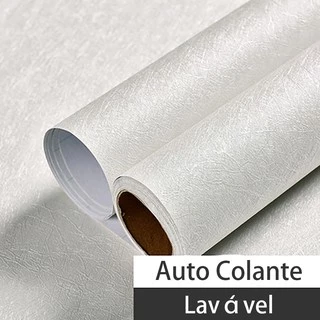 Papel De Parede Adesivo Seda Branco Texturizado 1mx61cm Lavável 3045