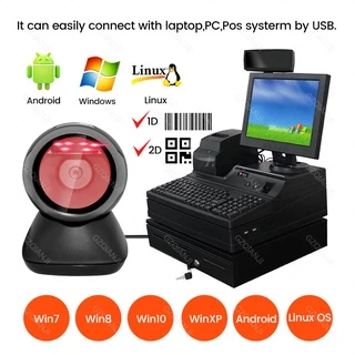 Scanner De Código De Barras De Mesa 1D 2D QR USB Matriz De Dados De Detecção Automático De Alta Velocidade Leitor Para Supermercado Loja