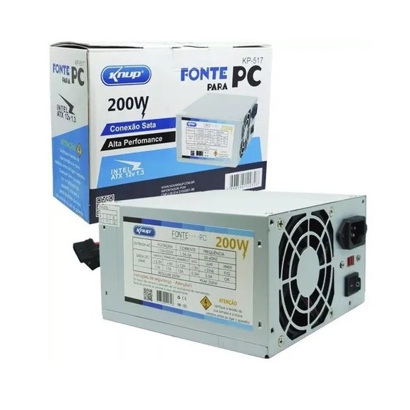 5 Fonte de alimentação para PC Knup KP-517 200W prata