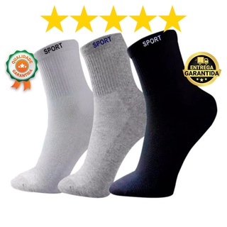 Kit 12 Pares de Meias Algodão Masculina Adulto Cano Longo Alto PROMOÇÃO