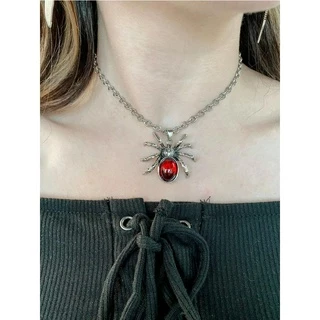 Colar de Aranha Fofo de Cristal Vermelho
