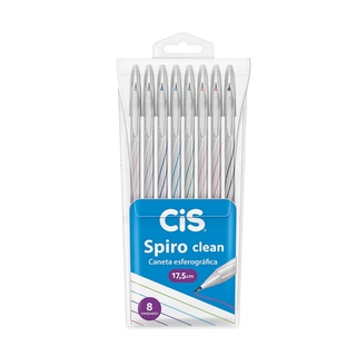 Caneta Esferográfica CIS Spiro Clean 0.7mm c/8 Cores