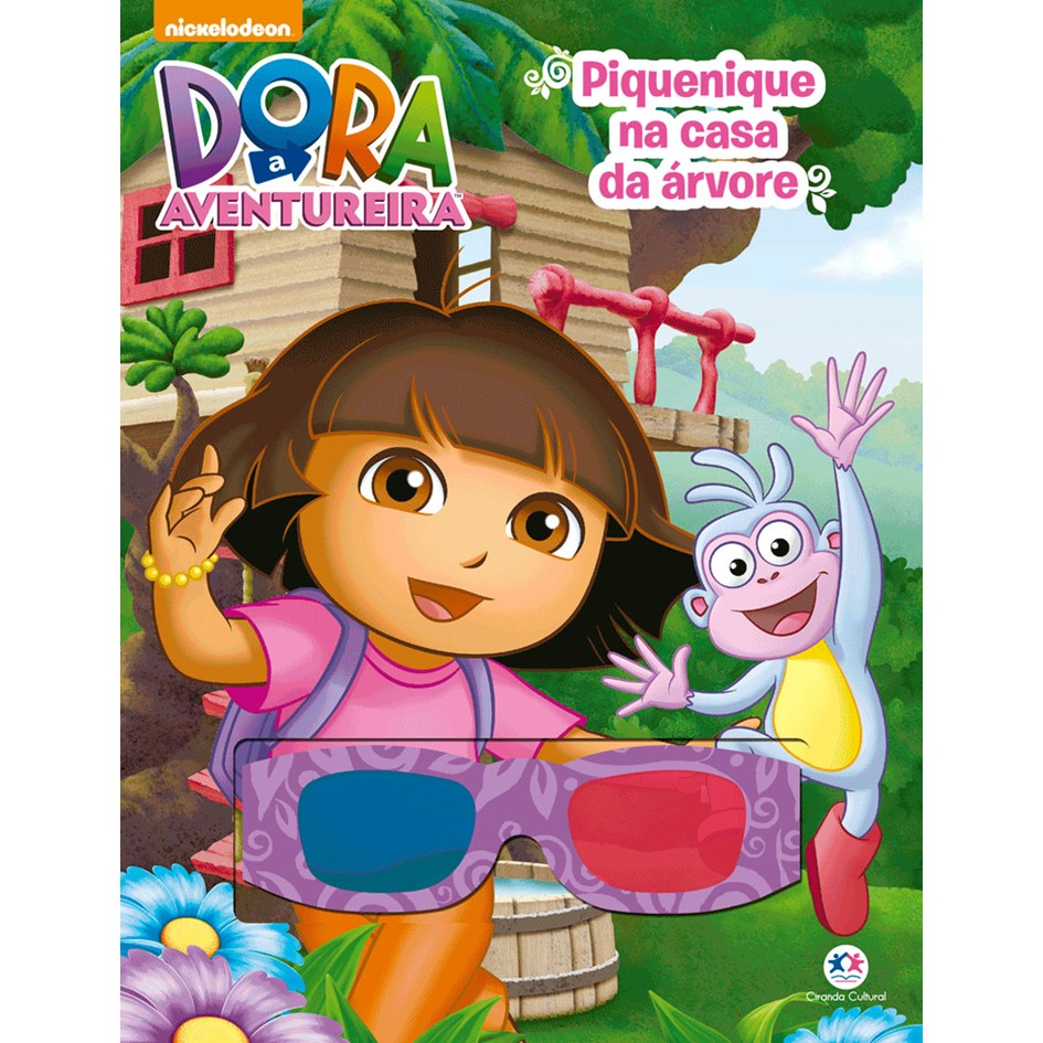 Livro com óculos 3D Dora - Piquenique na casa da árvore | Shopee Brasil