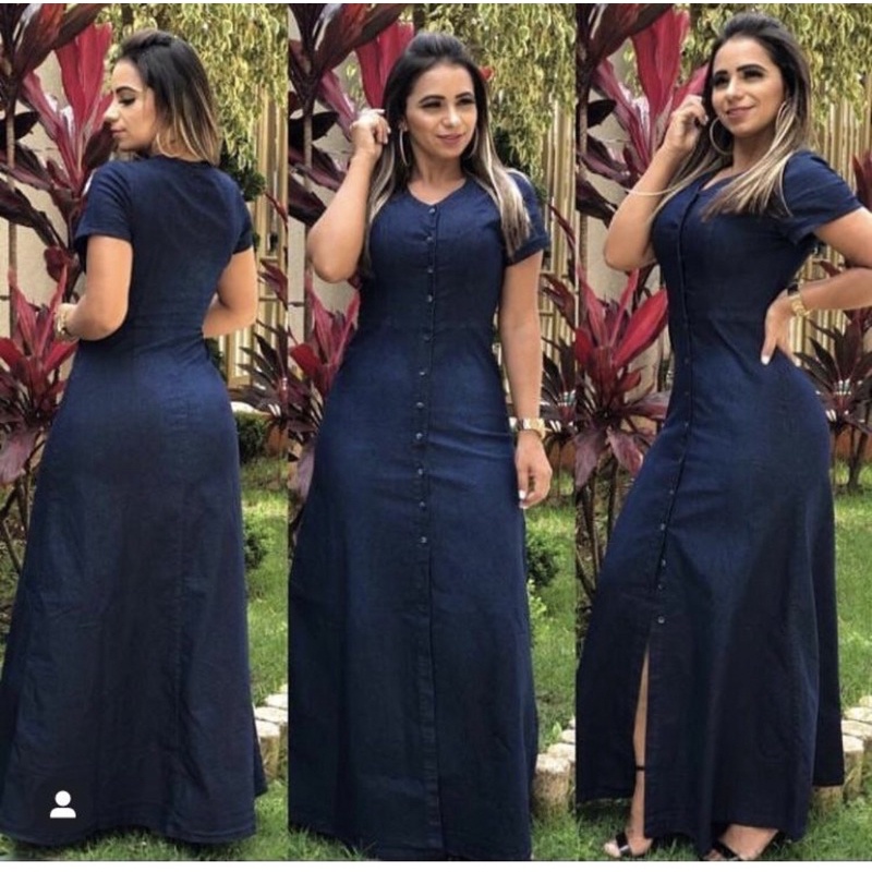 Vestido Jeans Longo - Moda Evangélica - Roupas Evangélicas