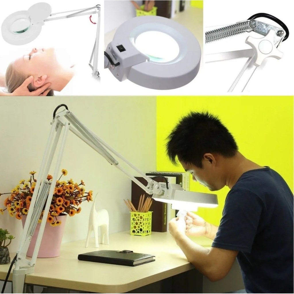 Luminária Lupa Led Profissional Estetica Nail Art Articulada de Mesa