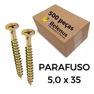 Parafuso 5,0X35 Chipboard Chata Phillips para Madeira - BELENUS CAIXA COM 500 peças - 5 0 X 35