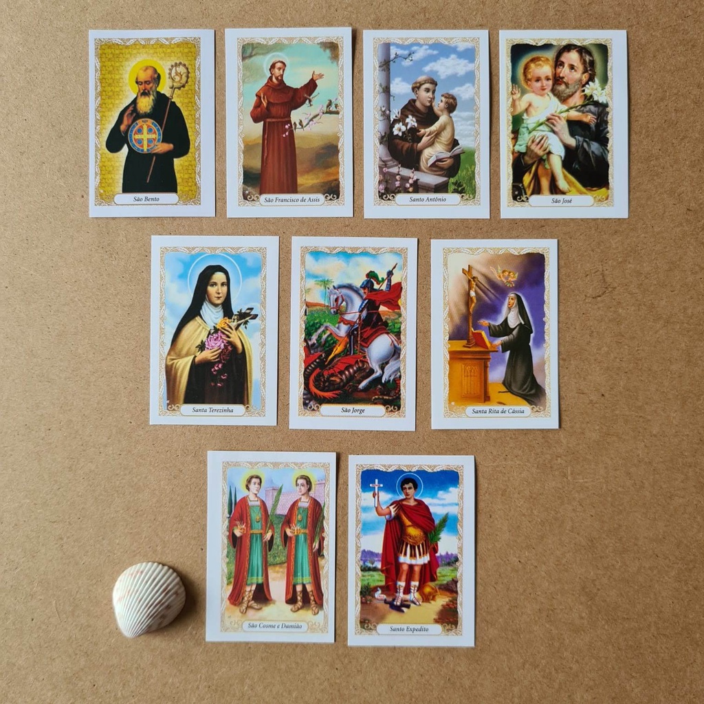 Santinhos de Papel de Santos e Santas Católicas de 6cmx4cm 100 unidades