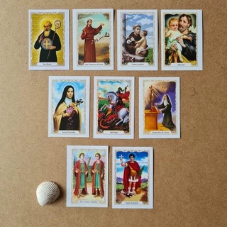 Santinhos de Papel de Santos e Santas Católicas de 6cmx4cm 100 unidades