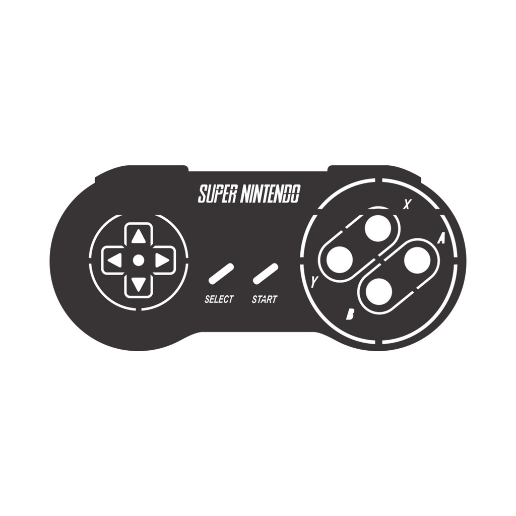 Quadro Decorativo Controle Super Nintendo MDF Preto Fosco
