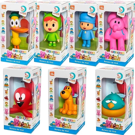 Bonecos Turma do Pocoyo em Vinil - Nina Loula Pato Elly Sonequita Fred Pocoyo - Brinquedo Bebe