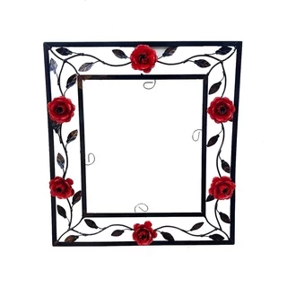 Moldura Sem Espelho Ferro Flores Vermelhas Decoração