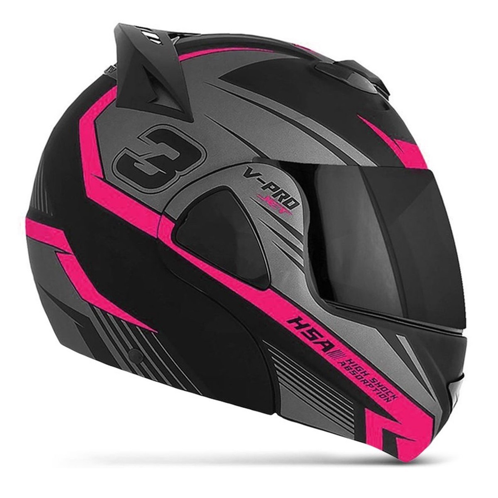 Capacete Escamoteavel Robocop Modular Pro Tork V-Pro Jet 3 Viseira Fumê ...