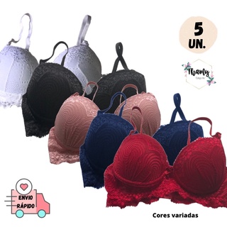 Kit 05 Sutiã Bojo Todo de Renda Lingerie