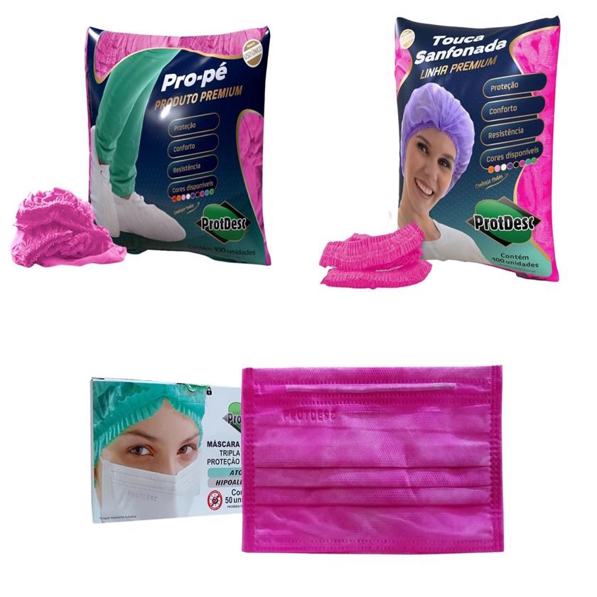 TOUCA SANFONADA DESCARTAVEL ROSA PINK 100 UNIDADES PROTDESC MASCARA ...