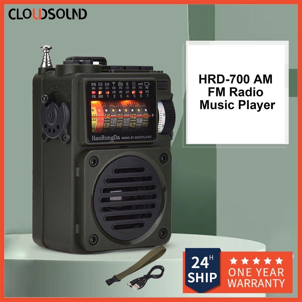 HRD700 Caixa De Som Rádio FM SW WB MP3 Portátil Recarregável