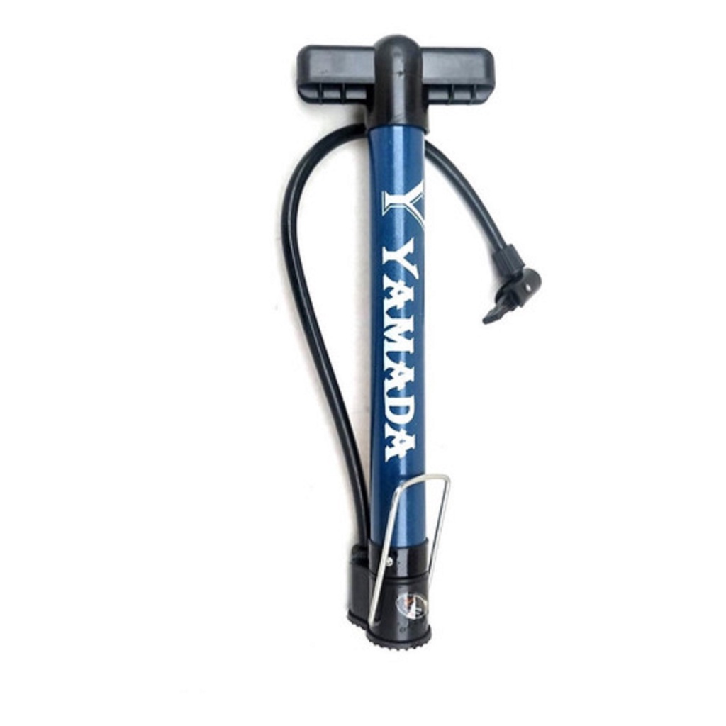 Bomba De Ar Bicicleta Aluminio Azul Yamada 30cm Com Conexao