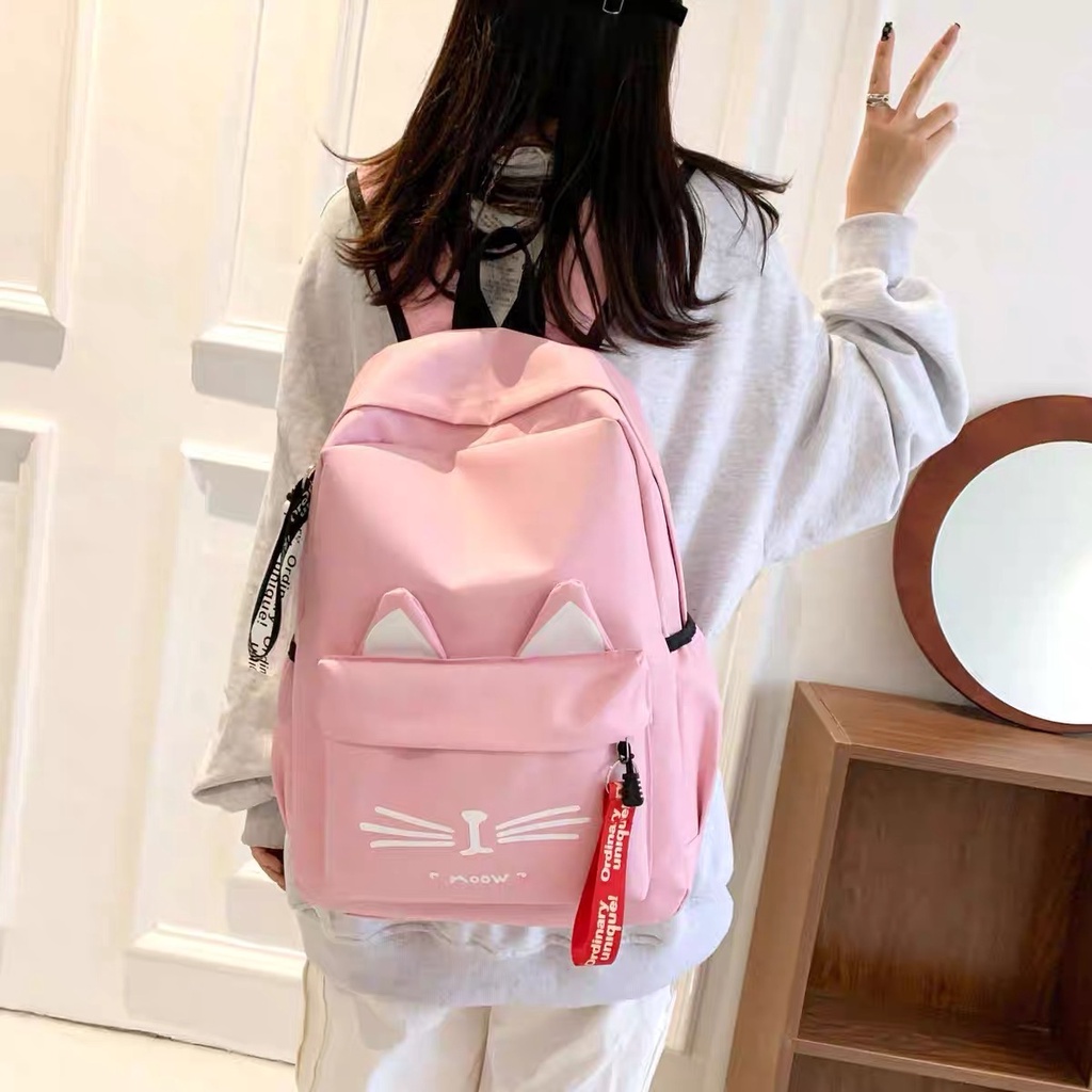 Mochila Feminina Com Estojo Versão Coreana de Harajuku Ulzzang Mochila Selvagem de Grande Capacidade Para Alunos do Ensino Médio Multineos Pronta Entrega