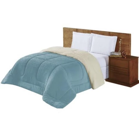 Coberdrom casal queen dupla face sherpa pele de carneiro | edredom macio e aconchegante