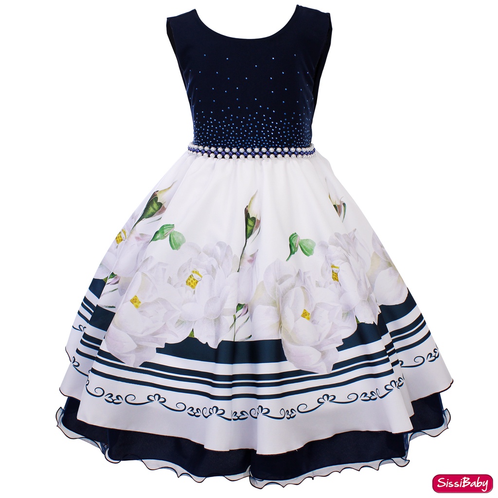 Vestido Infantil Princesa Luxo Azul Royal