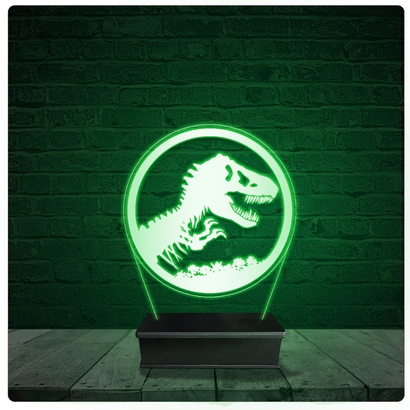 Luminária Abajur Acrílico Led - Jurassic Park Filme