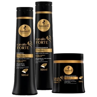 Kit Cavalo Forte Haskell Shampoo 500ml + Condicionador 500ml + Máscara 500g