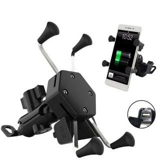 Suporte De Celular Para Moto Motocicleta com Carregador USB Articulado em Oferta na Shopee