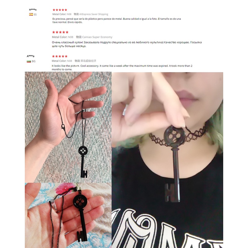 Horror Movie Coraline Necklace Cartoon Botão Preto Colar De Chave