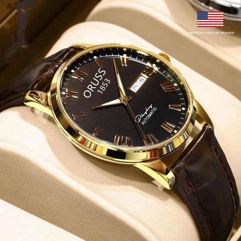 ORUSS/ relógio masculino couro relogio masculino relógio masculino dourado relógios masculinos prova da água relógio masculino original relogio digital