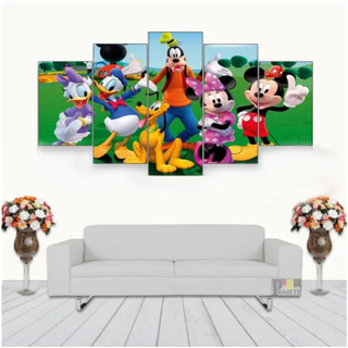 Quadro Decorativo Mosaico Pateta, Mickey E Amigos 5 Peças N05 n.a parede = 1402