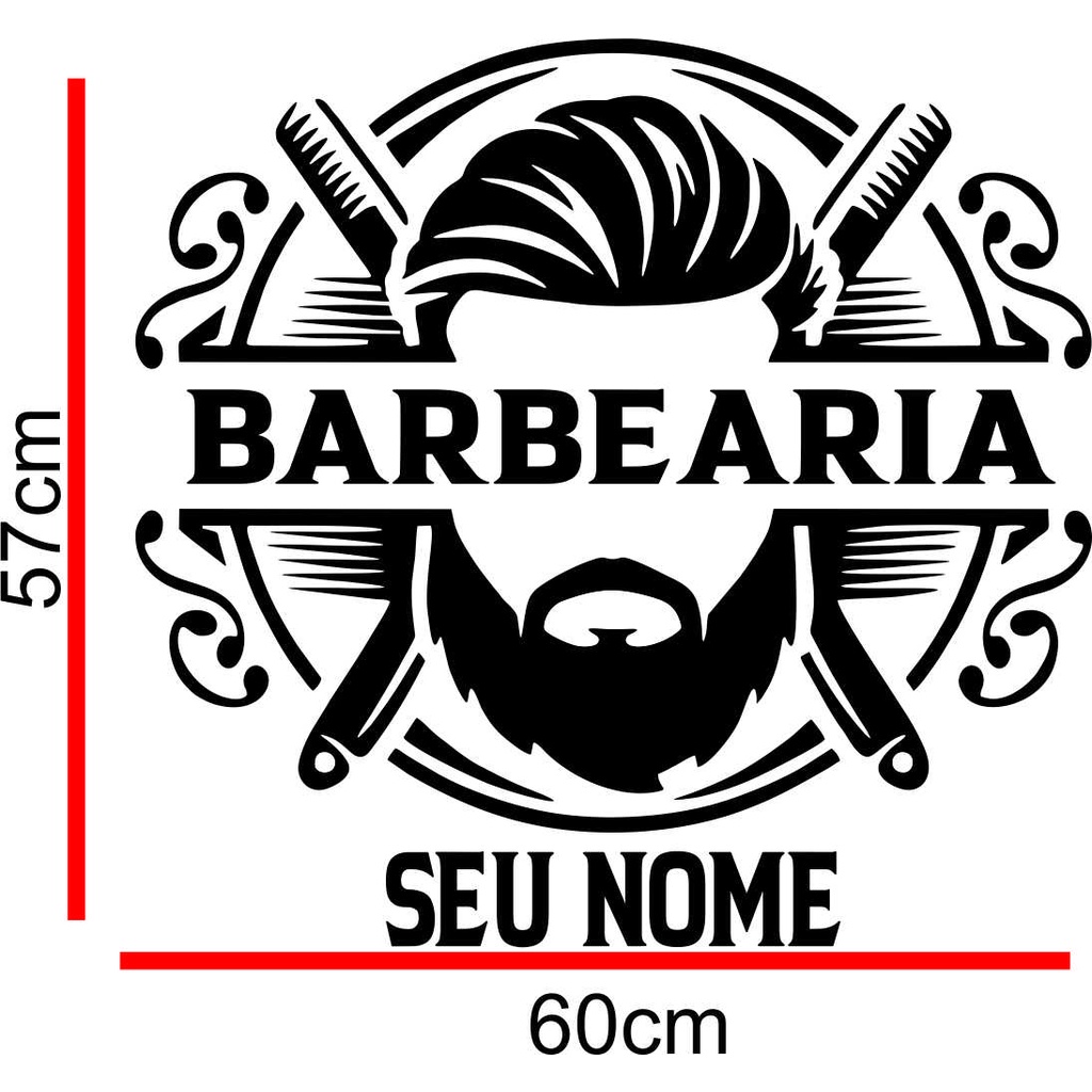 Adesivo Barbearia 57x60cm Barbeiro Bigode Salão Parede Vidro Parede ...