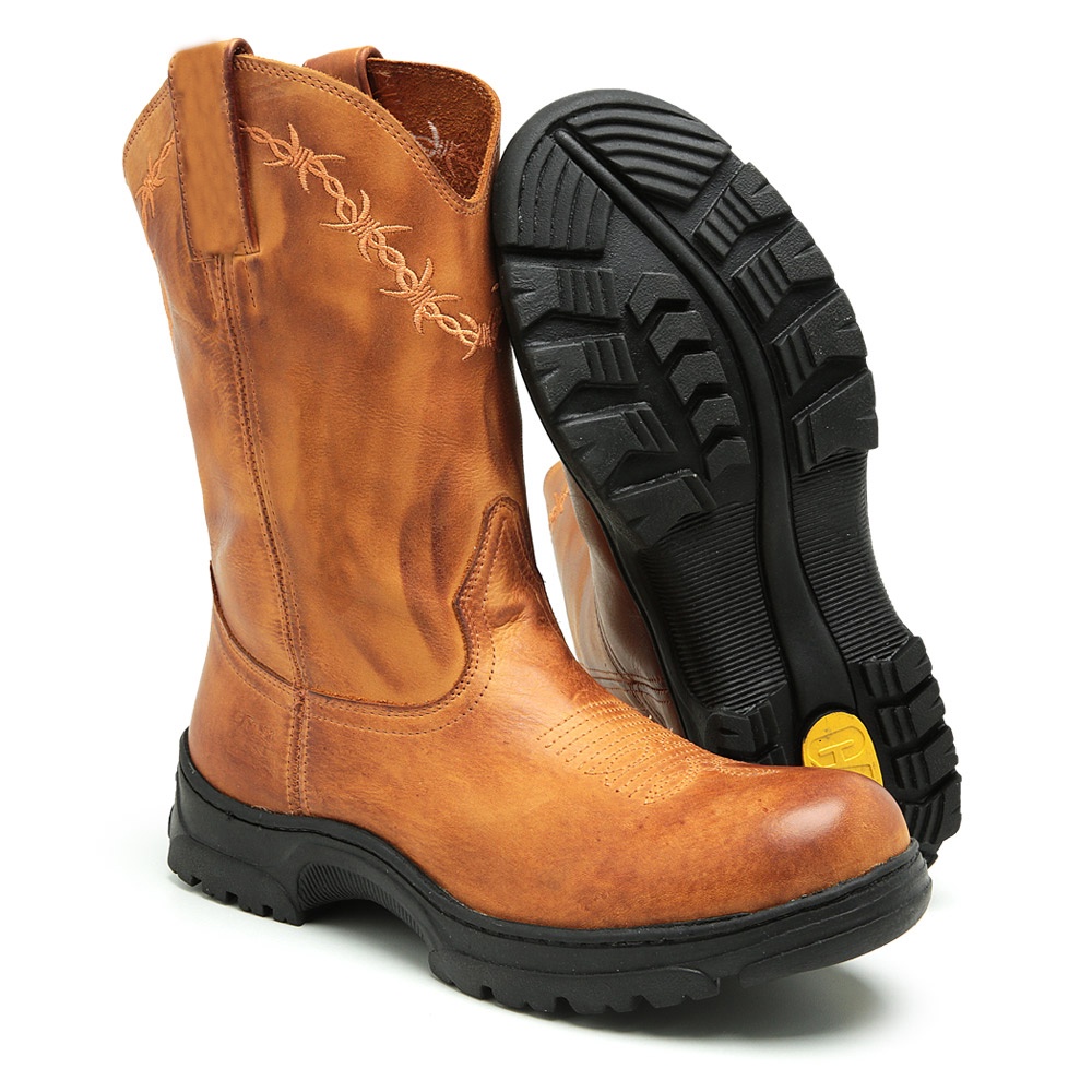 Bota Feita em Couro legitimo para o trabalho Cor milho Bota de Galocha - Cabicera