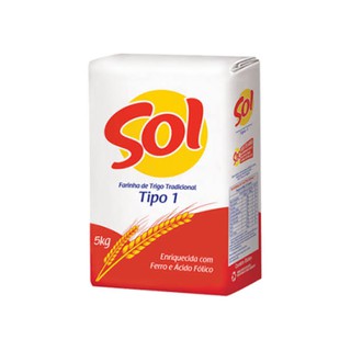 Kit com 5 kilos de farinha de trigo sol